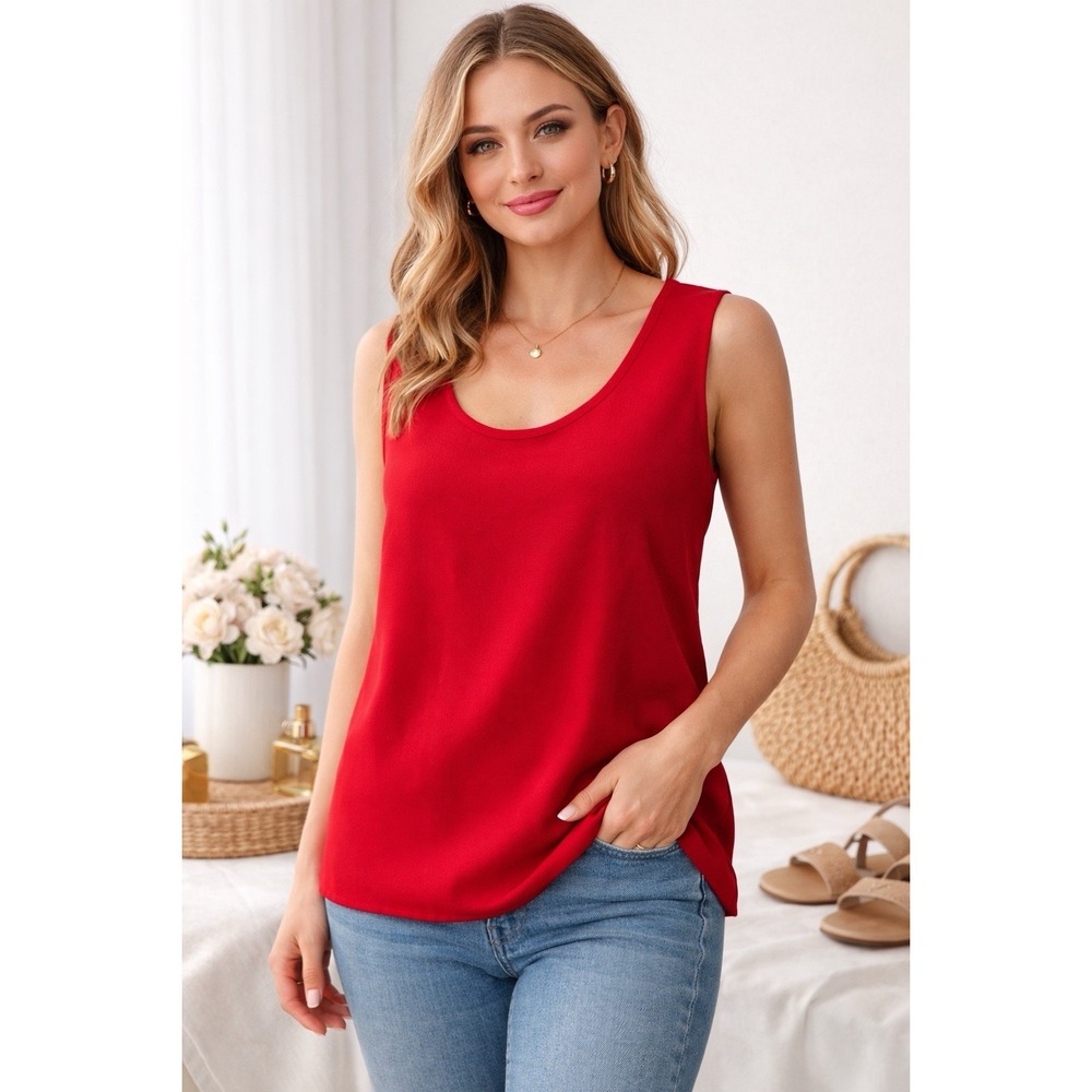 Carissimo Women's Size 12 Red Sleeveless Shell Blouse Career Business Tank